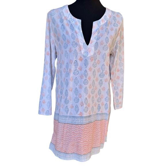 Pomegranate Resort Swimsuit Cover-Up – Coral & Blue, Size Medium - Picture 1 of 9